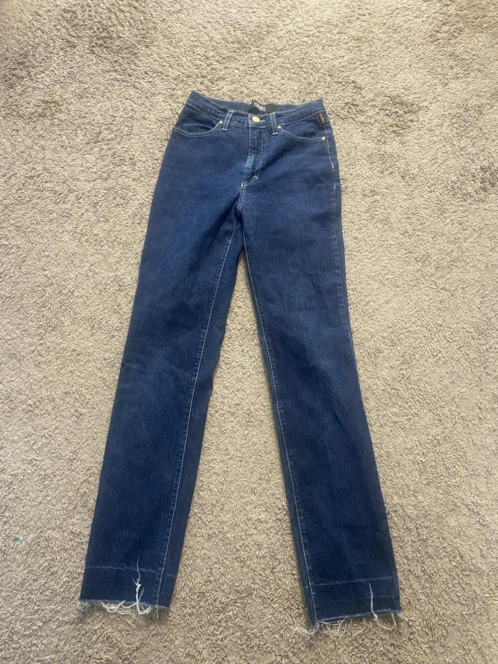 Versace Jeans Couture Jeans Womens 31 Blue Straight Raw Hem Made In Italy
